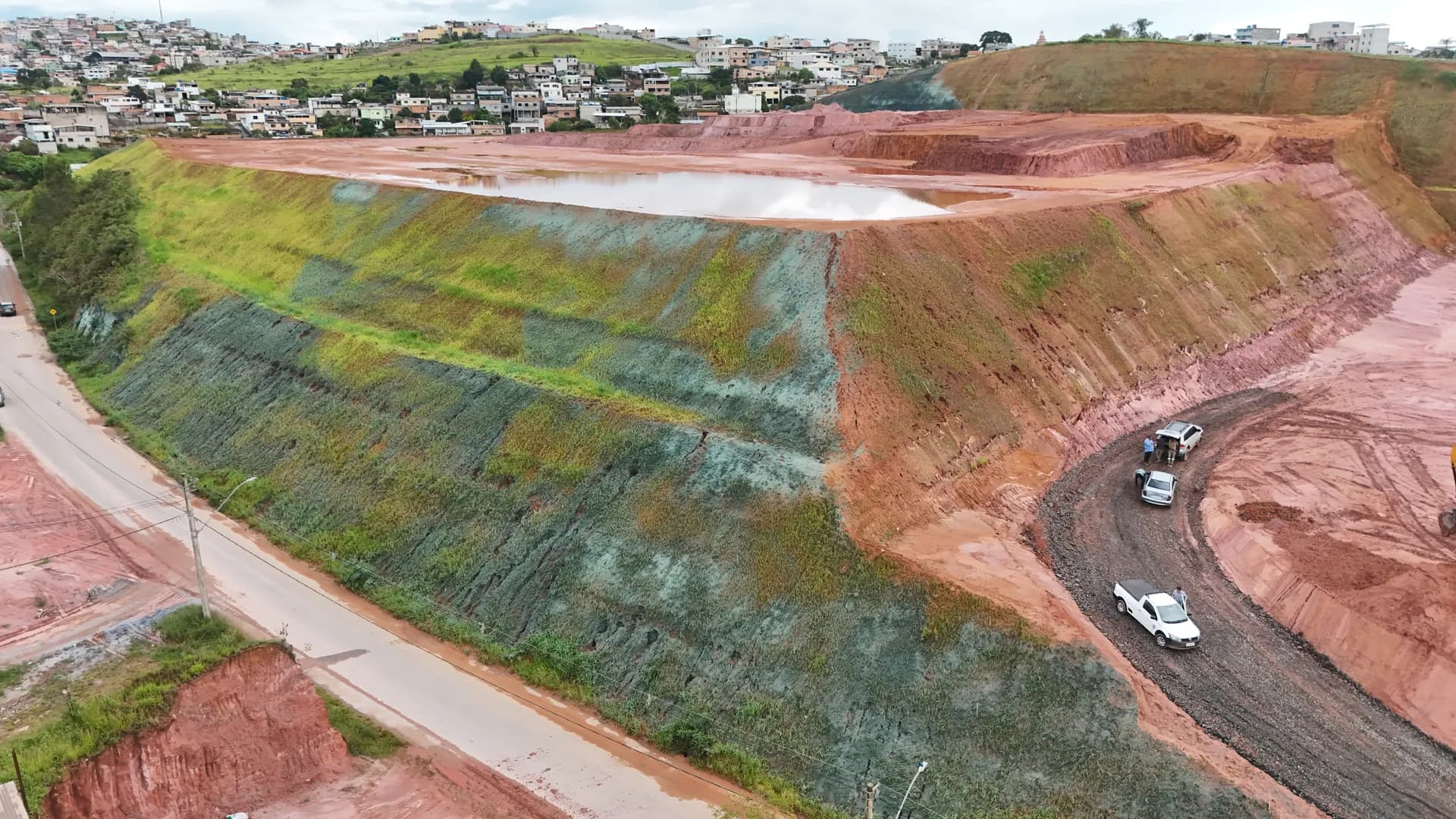 Revegetação de grande área vista de drone
